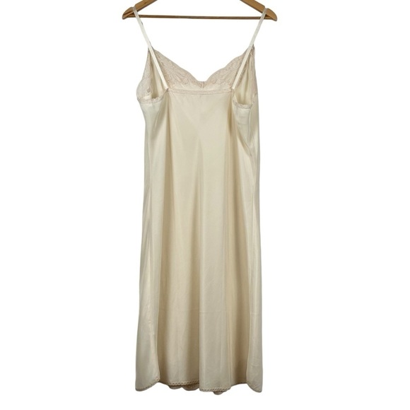 Vintage Wondermaid Non-Cling Beige Neutral Lace-Trimmed Slip Dress Size 42 - Picture 2 of 13